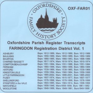 Faringdon Registration District, Parish Registers, OXF-FAR 01 (CD) OFHS