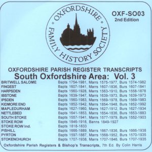 South Oxfordshire Area, Parish Registers, Vol 3 (CD)