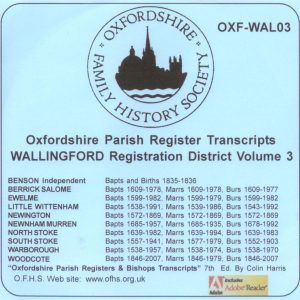 Wallingford Registration District, Parish Registers, Vol 3 (CD)