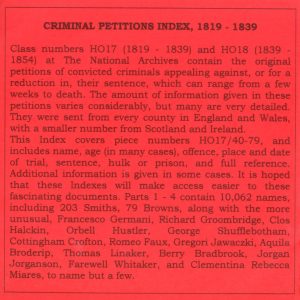 Criminal Petitions Index 1819-1839 (CD)