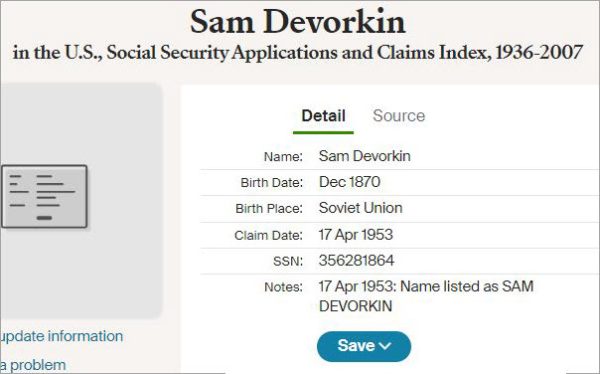 Index entry for Sam Devorkin