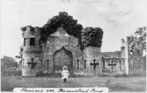 Sham Castle, a folly built in Hamstead Park in the 1790s, removed during WWI