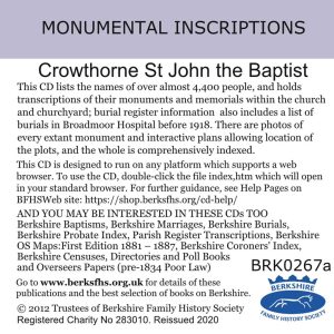 Crowthorne, St John, Monumental Inscriptions 1863-2019 (CD)