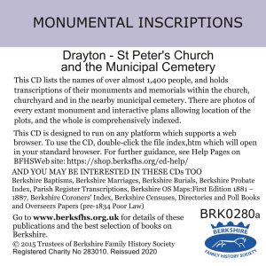 Drayton, St Peter, Monumental Inscriptions 1451-2015 (CD)