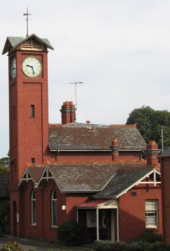 Clock tower and office at Boroondara General Cemetery