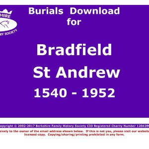 Bradfield St Andrew Burials 1540-1952 (Download) D1037