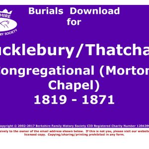 Bucklebury/Thatcham Congregational (Mortons Chapel) Burials 1819-1871 (Download) D1045