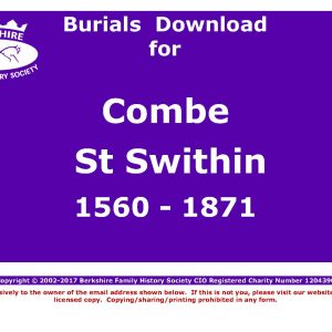 Combe St Swithun Burials 1560-1871 (Download) D1061