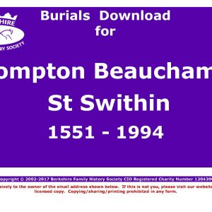 Compton Beauchamp St Swithin Burials 1551-1994 (Download) D1062