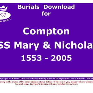 Compton St Mary & St Nicholas Burials 1553-2005 (Download) D1063