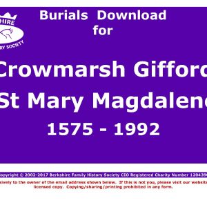 Crowmarsh Gifford St Mary Magdalene Burials 1575-1992 (Download) D1068