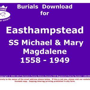 Easthampstead St Michael & St Mary Magdalene Burials 1558-1949 (Download) D1083