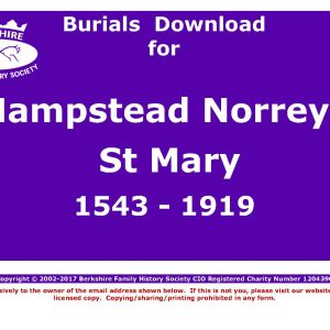 Hampstead Norreys St Mary Burials 1543-1919 (Download) D1102