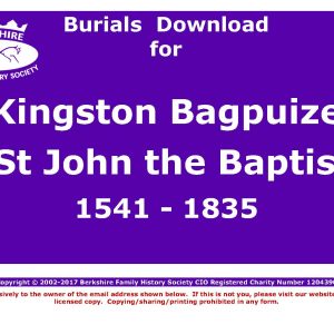 Kingston Bagpuize St John the Baptist Burials 1541-1835 (Download) D1113