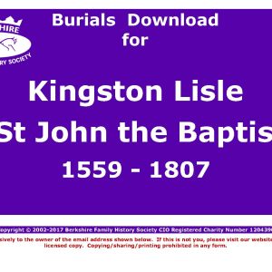 Kingston Lisle St John the Baptist Burials 1559-1807 (Download) D1114