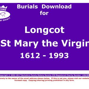 Longcot St Mary Burials 1612-1993 (Download) D1126