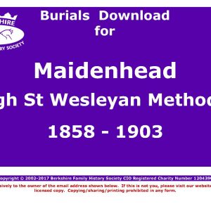 Maidenhead High St Wesleyan Methodist Burials 1858-1903 (Download) D1131