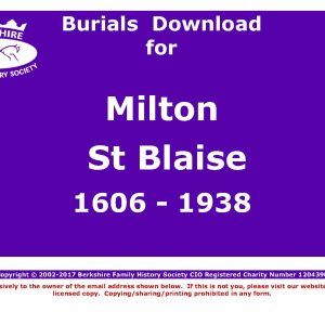 Milton St Blaise Burials 1606-1938 (Download) D1139