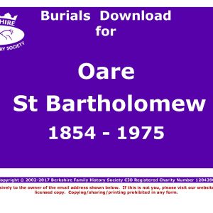 Oare St Bartholomew Burials 1854-1975 (Download) D1157