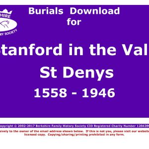 Stanford in the Vale St Denys Burials 1558-1946 (Download) D1203