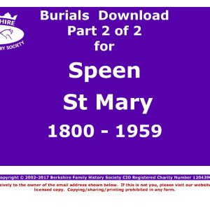 Speen St Mary Burials 1800-1959 (Download) D1342 (Part 2 of 2)