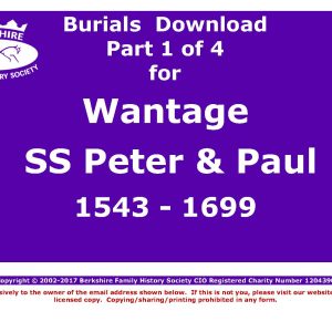 Wantage St Peter & St Paul Burials 1543-1699 (Download) D1347 (Part 1 of 4)