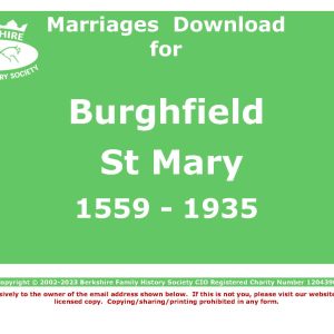 Burghfield St Mary Marriages 1559-1935 (Download) D1561