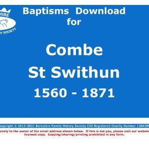 Combe St Swithun Baptisms 1560-1871 (Download) D1619