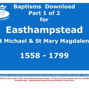 Easthampstead St Michael & St Mary Magdalene Baptisms 1558-1799 (Download) D1631 (Part 1 of 2)