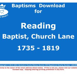 Reading Baptist Church Lane Baptisms 1735-1819 (Download) D1671