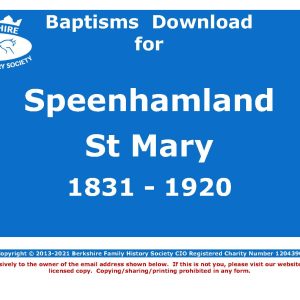 Speenhamland St Mary Baptisms 1831-1920 (Download) D1691