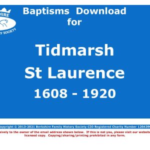 Tidmarsh St Laurence Baptisms 1608-1920 (Download) D1704