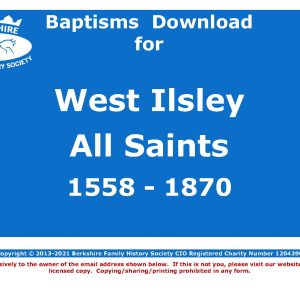 Ilsley, West All Saints Baptisms 1558-1870 (Download) D1720