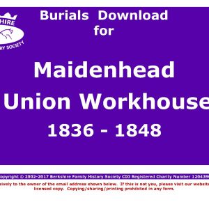 Maidenhead Union Workhouse Burials 1836-1848 (Download) D1814