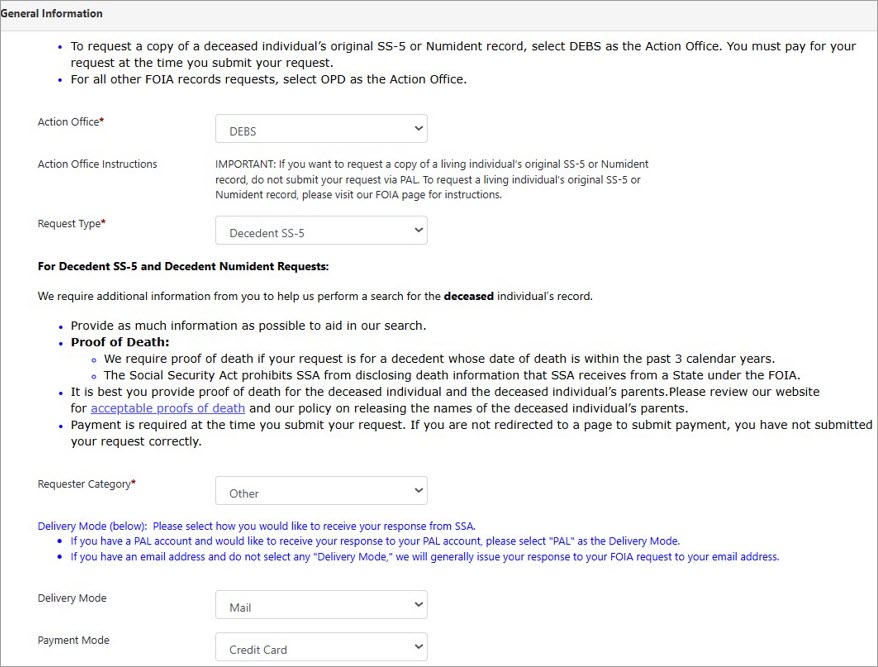 Screenshot - selecting record type