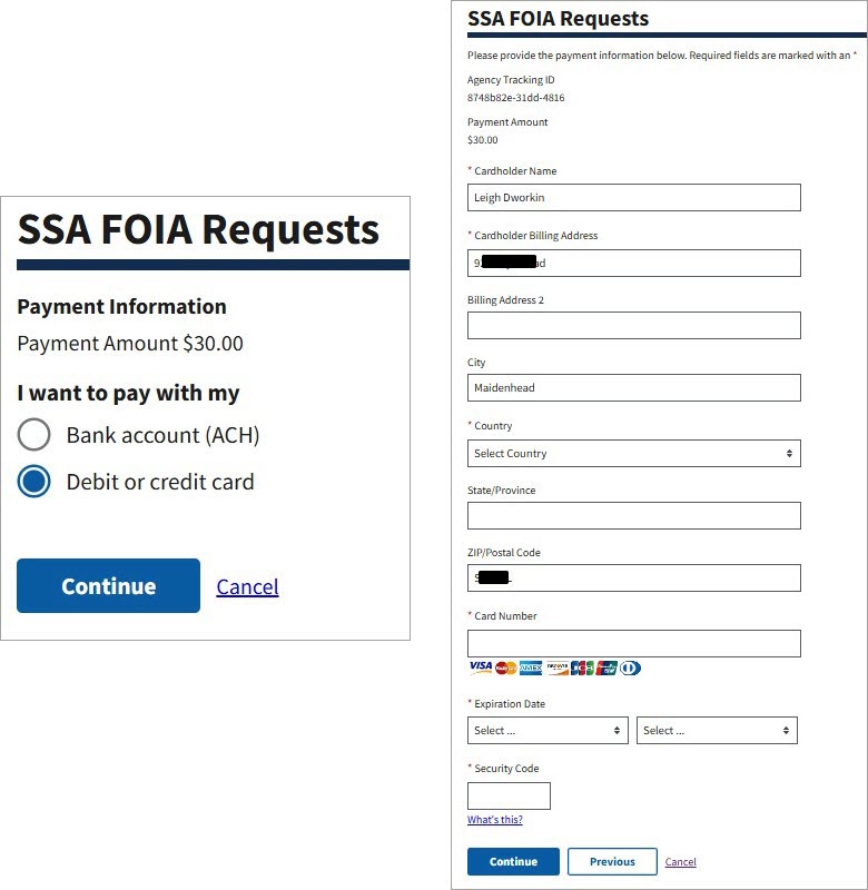 Screenshot - card entry