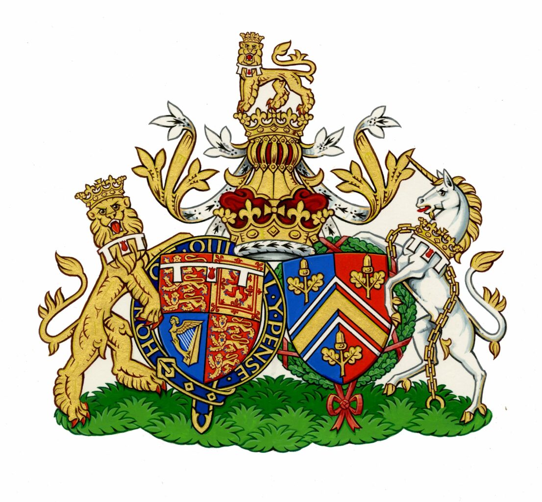 Marital Arms of T.R.H. the Duke and Duchess of Cambridge (Reproduced by permission of the Kings, Heralds and Pursuivants of Arms)