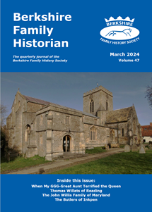 Cover of the Berkshire Family Historian magazine featuring a church