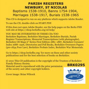 Newbury, St Nicolas Parish Registers, 1538-1965 CD