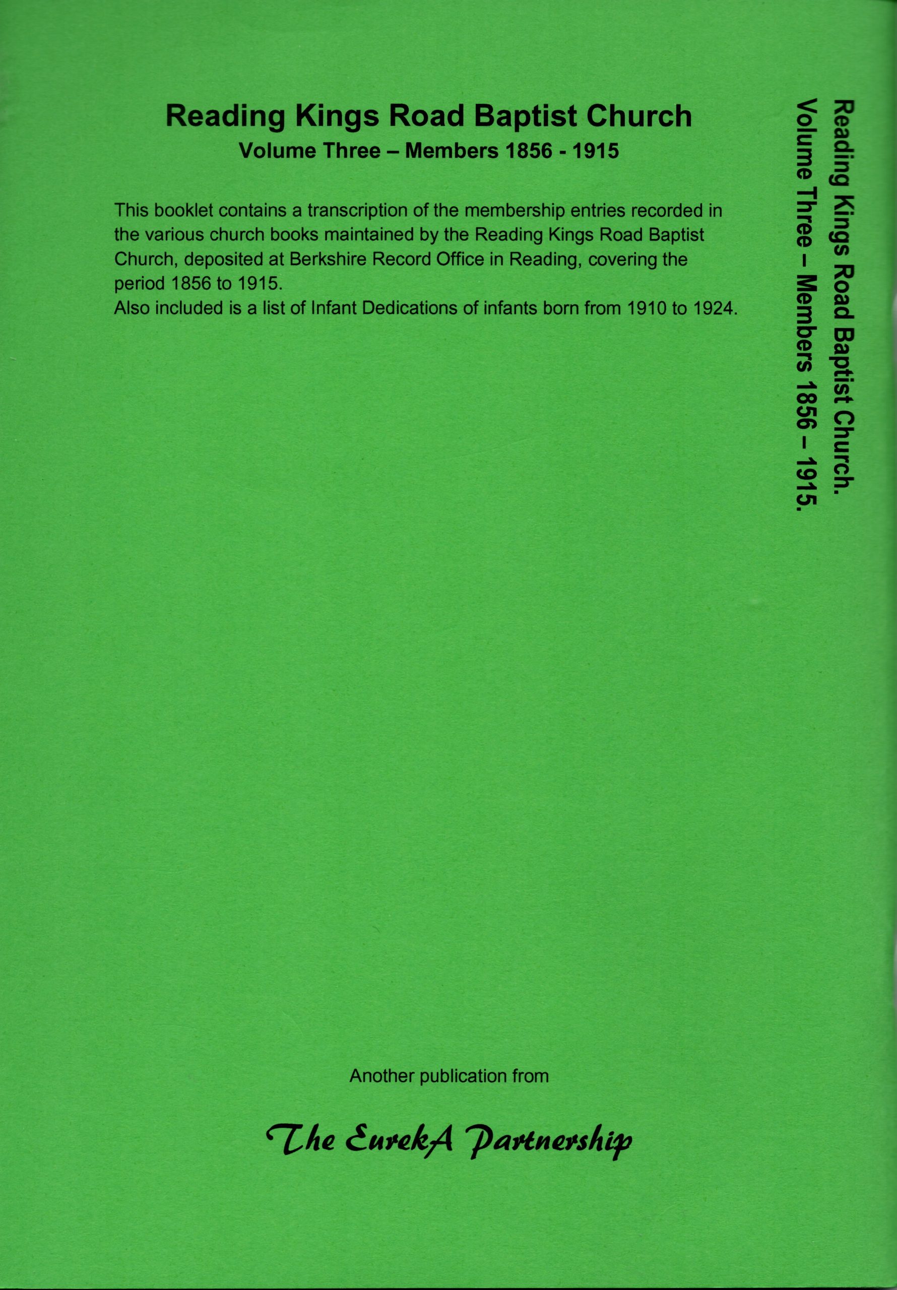 Reading Kings Road Baptist Church Volume Three - Members 1856 - 1915 - Image 2