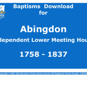 Abingdon Independent Lower Meeting House Baptisms 1758-1837 Download D1752