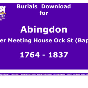 Abingdon Lower Meeting House Ock St Baptist Burials 1764-1837 Download D1002
