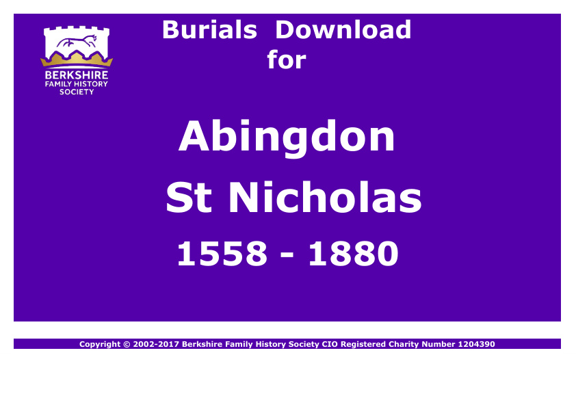 Abingdon St Nicholas Burials 1558-1880 Download D1004