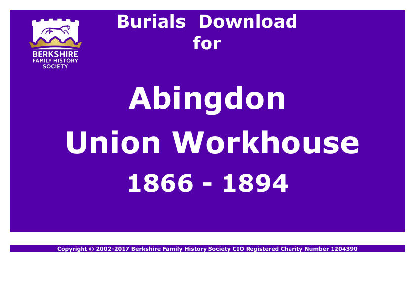Abingdon Union Workhouse Burials 1866-1894 Download D1800