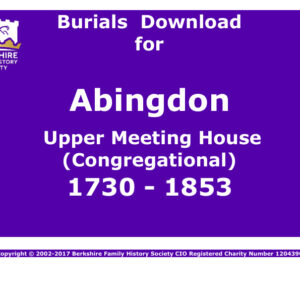Abingdon Upper Meeting House Congregational Burials 1730-1853 Download D1005