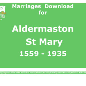 Aldermaston St Mary Marriages 1559-1935 Download D1039