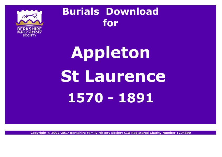 Appleton St Laurence Burials 1570-1891 Download D1009