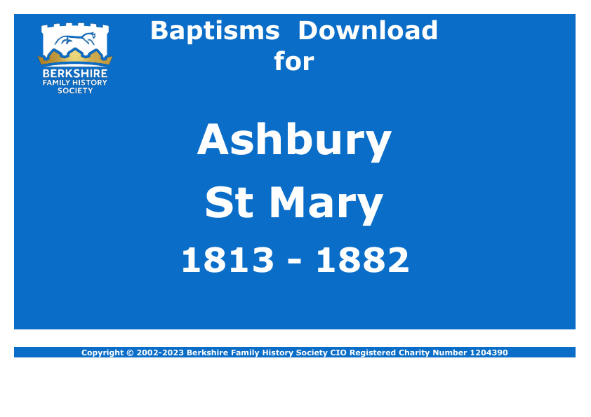 Ashbury St Mary Baptisms 1813-1882 Download D1585 Part 2 of 2