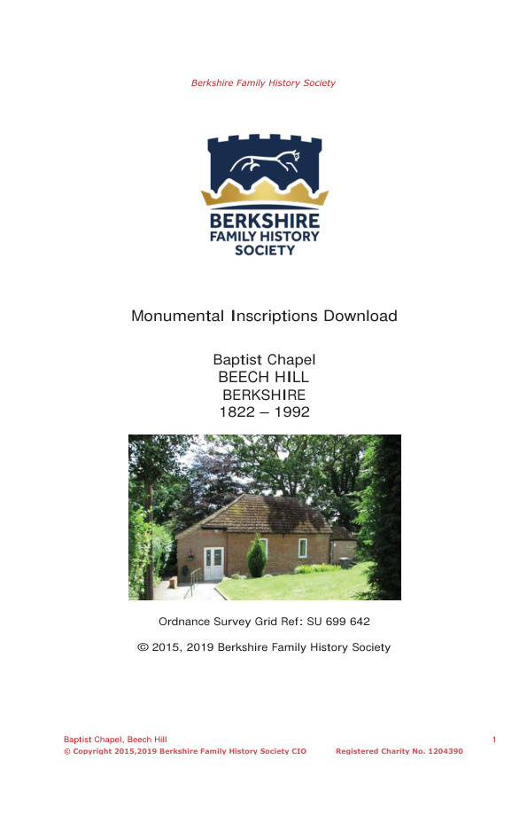 Beech Hill Baptist Church MIs 1822-1992 Download D1404