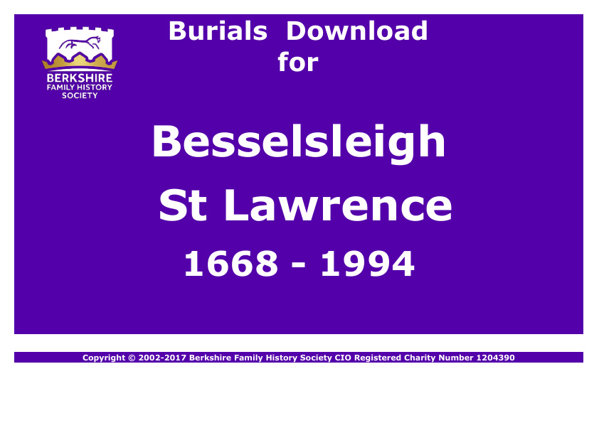 Besselsleigh St Lawrence Burials 1668-1994 Download D1028